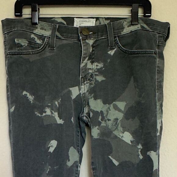 Current/Elliott Camo Stiletto Jeans Size 30 Mid Rise Skinny Army Green USA - Picture 9 of 12